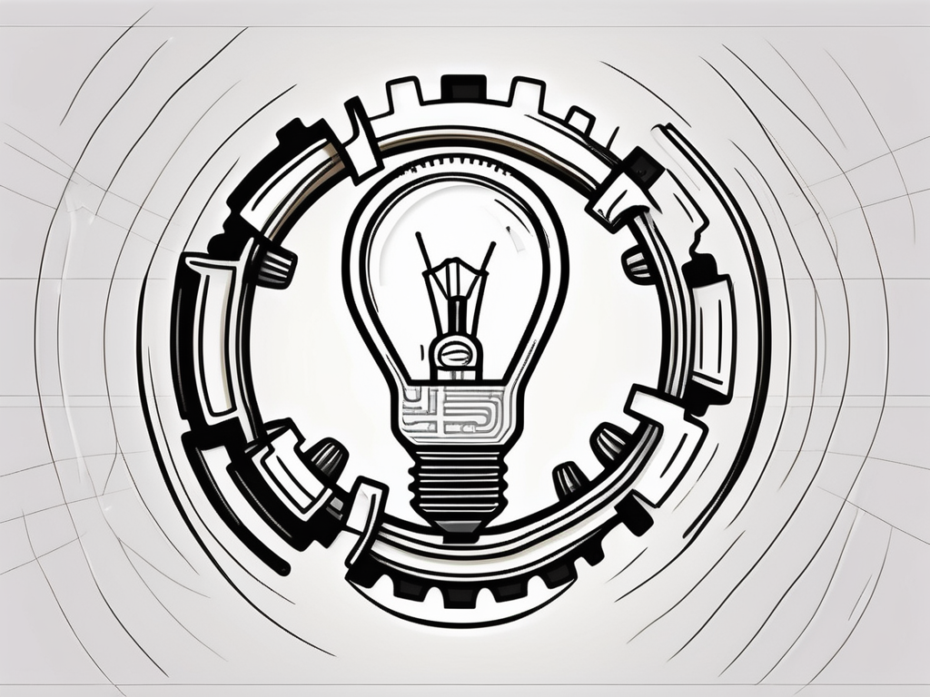 A gear wheel transforming into a light bulb