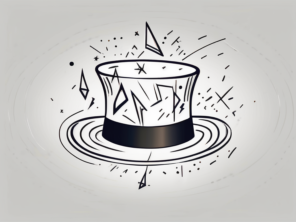 A magician's hat with magic sparks and javascript symbols coming out of it