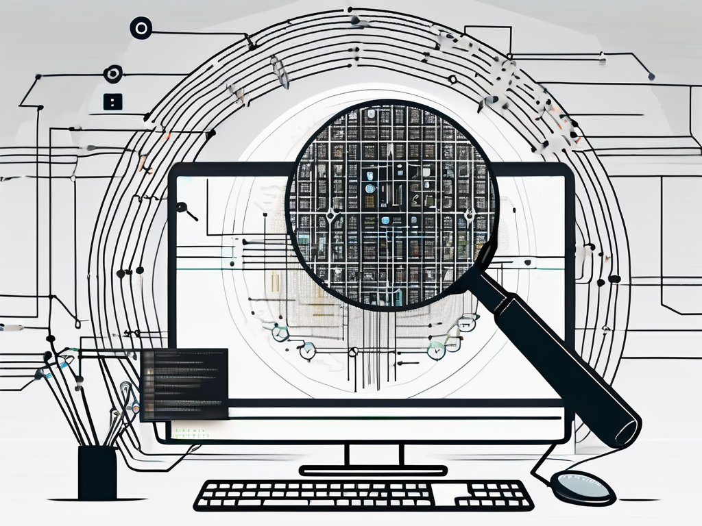 A computer screen with binary code